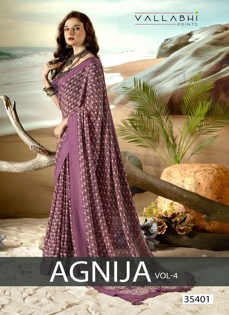 Agnija Vol 4 By Vallabhi Moss Georgette Printed Daily Wear Wholesale Saree In India